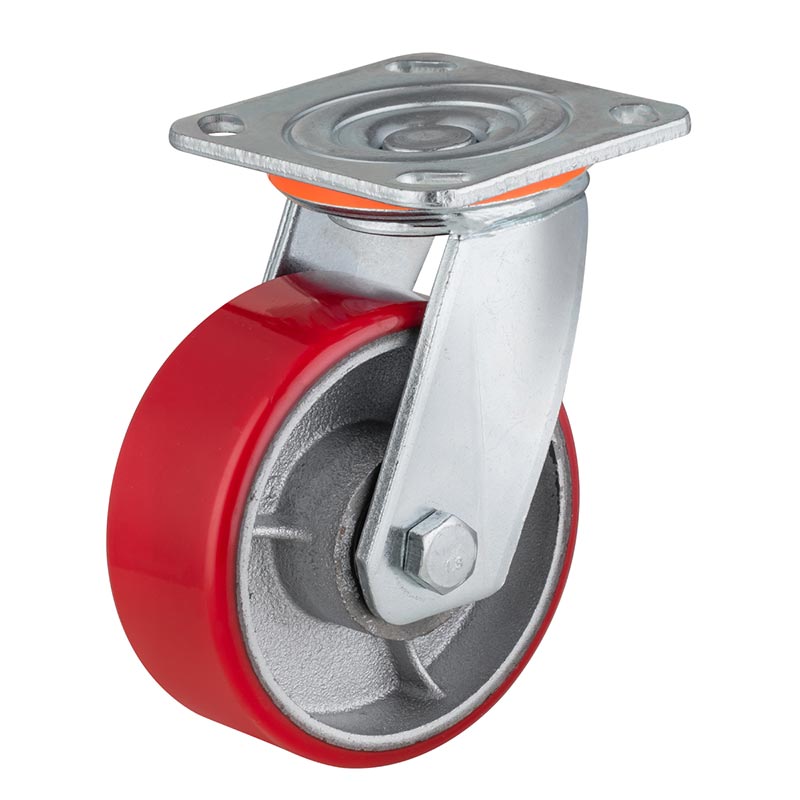 Heavy Casters PU on Cast Iron Flat Tread